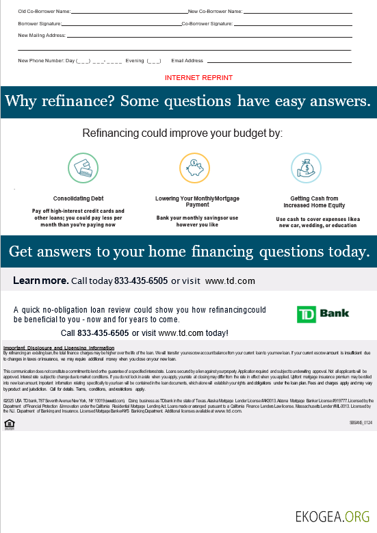 Relevé hypothécaire de la banque TD aux États , Unis aux formats Word et PDF, 3 pages 3 template Relevé hypothécaire de la banque TD aux États , Unis aux formats Word et PDF, 3 pages 3 template